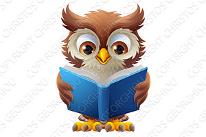 Wise Owl Cartoon Cute Character, an Education Illustration by Christos Georghiou