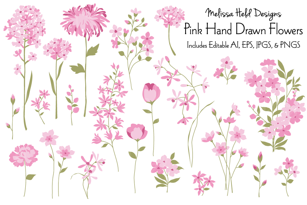 Pink Hand Drawn Flowers