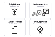100 Books Line Vector Icons, an Outline Icon by Juicy Icons (Thumbnail 2 of 6)
