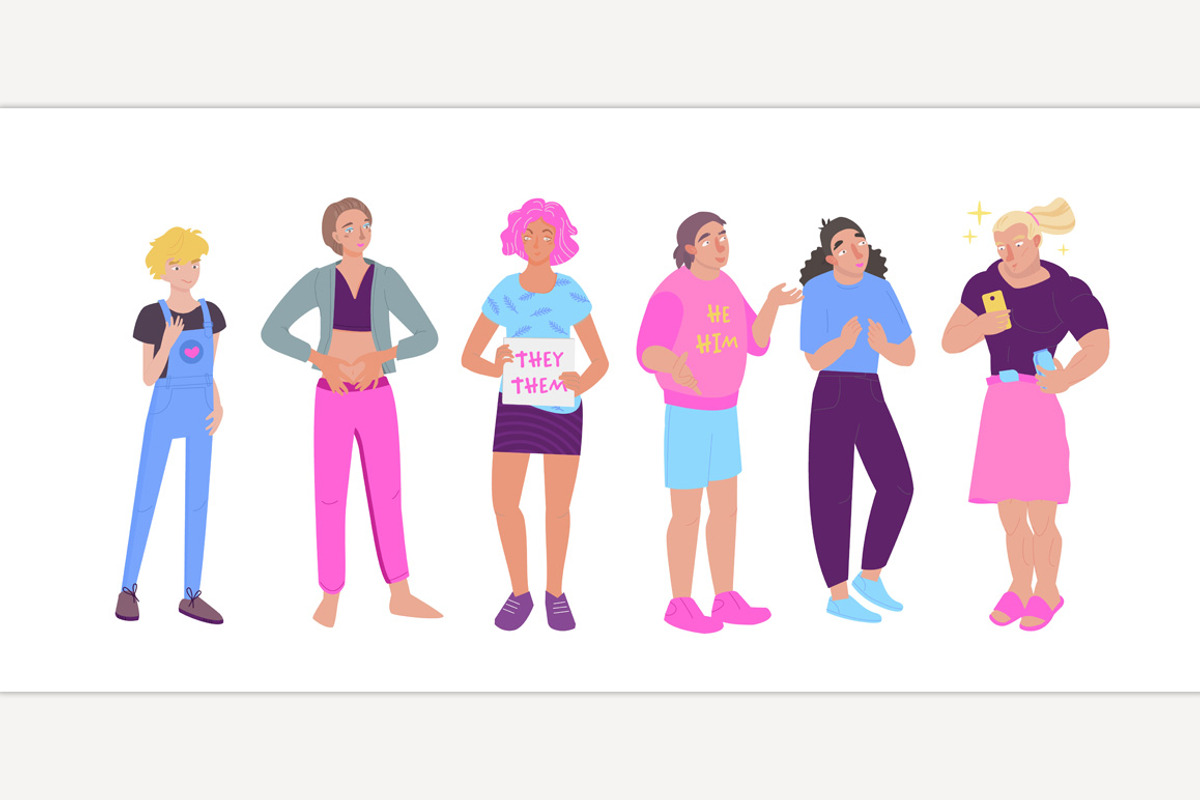 Gender identity concept. Who am I, a Person Illustration by Anna's Shop