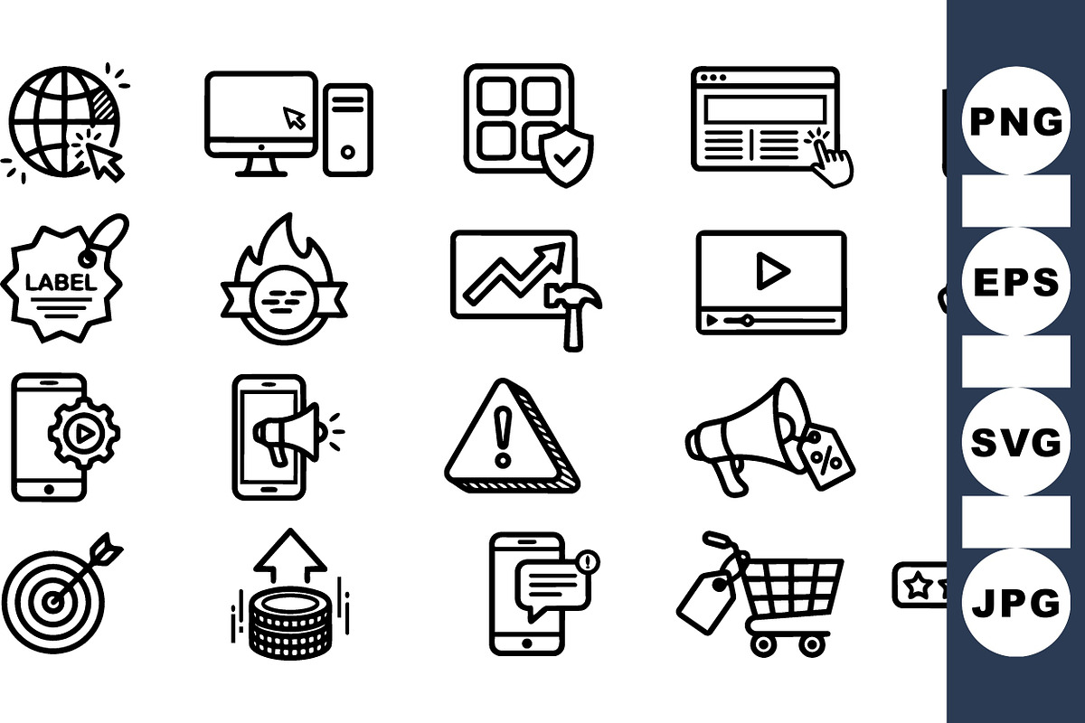 Digital Marketing Icon Set, an Illustration by designvectx (Photo 1 of 3)