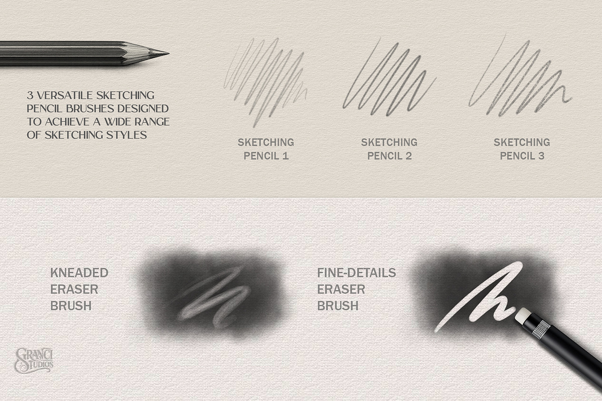 Graphite Pencils Procreate Brushes, a Brush Add-On by GRANCI STUDIOS (Photo 4 of 9)