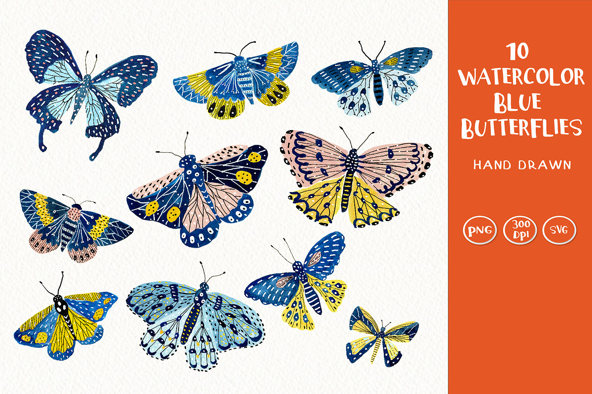 Butterfly Clipart Set, an Animal Illustration by Anna Ivanir (Photo 1 of 5)