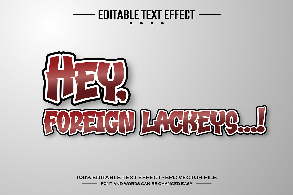 Foreign lackeys editable text effect, a Layer Style Add-On by nicemorning (Photo 1 of 3)