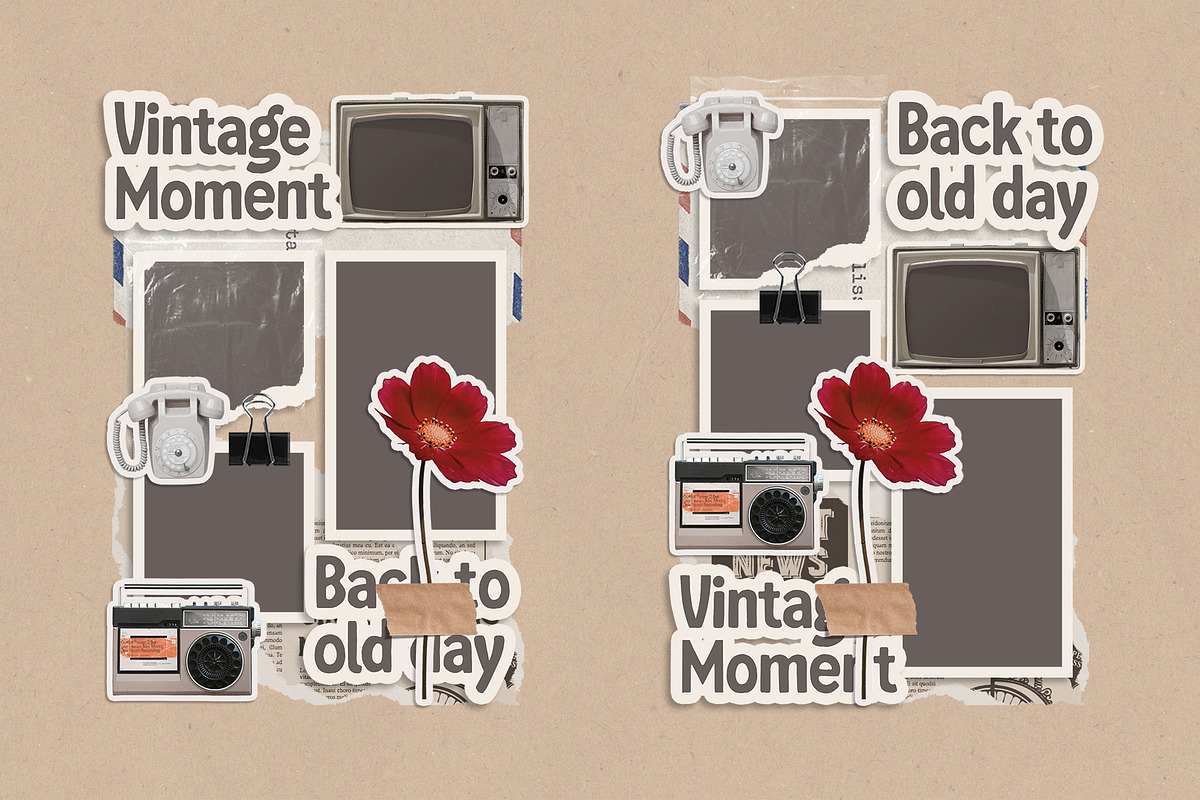 Vintage Scrapbook Layout & Elements, an Object Graphic by Ghurafa Studio (Photo 2 of 3)