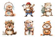 Cute Beaver Clip Art, Woodland Anima, an Illustration by CreationArt (Thumbnail 2 of 5)