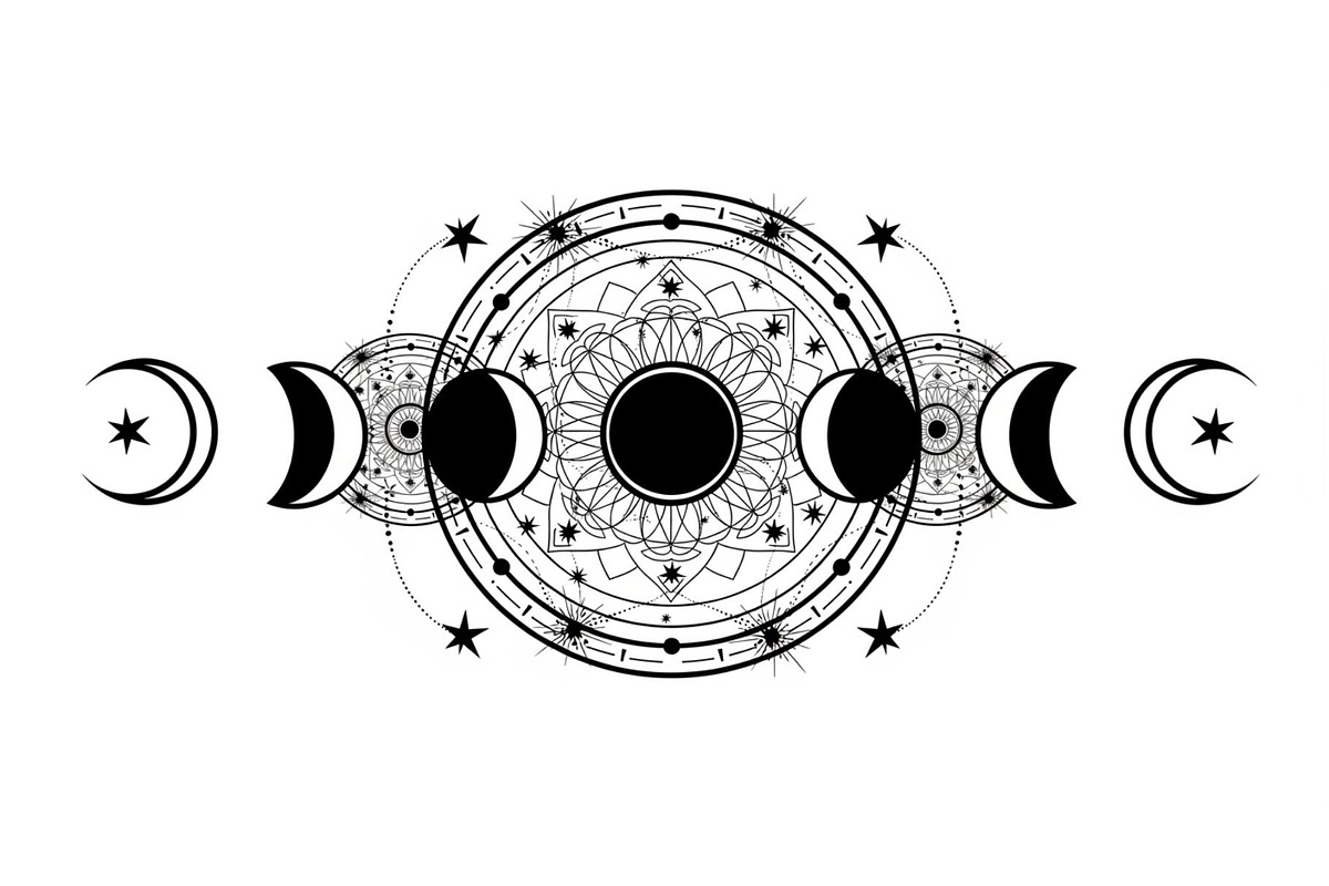 Moon Phase Mandala SVG Bundle, an Illustration by yasushie (Photo 12 of 31)
