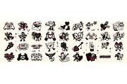 Edgy Vintage Love Tattoo Set, an Illustration by designvectx (Thumbnail 2 of 3)