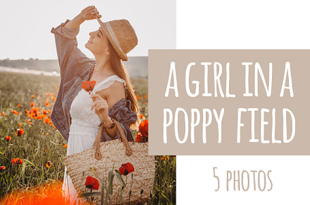 A girl in a poppy field - 5 photos