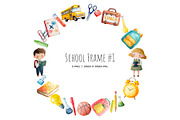 Watercolor Back to school frame 3PNG, an Education Illustration by Art and Funny (Thumbnail 4 of 5)