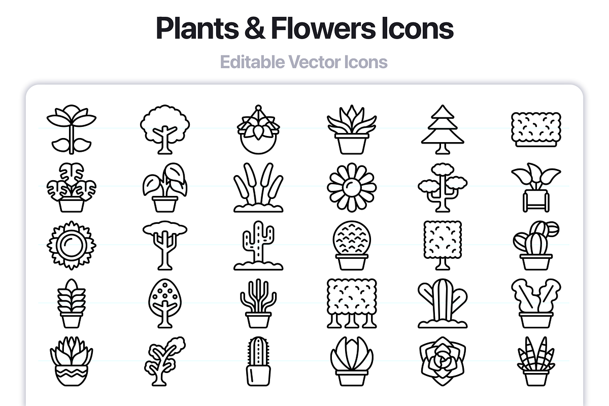100 Plants & Flowers Line Icons, an Outline Icon by Juicy Icons (Photo 5 of 6)