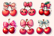 Kawaii Cherry with Bow Sticker PNG, an Illustration by Dream Creation (Thumbnail 6 of 6)
