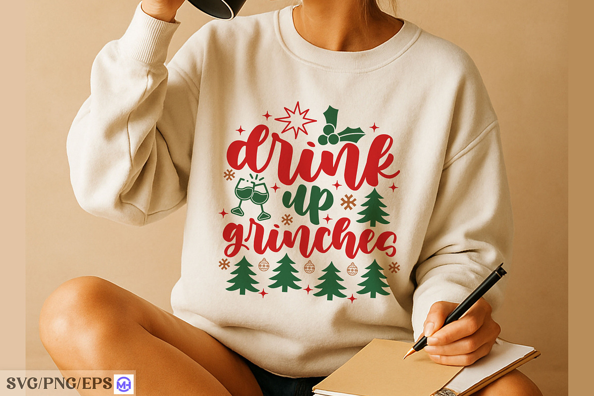 Drink Up Grinches SVG, a Seasonal Illustration by mh_arif (Photo 3 of 3)