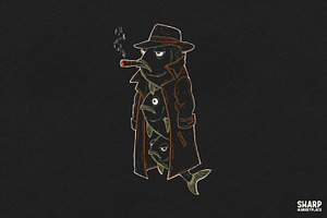 Three Fish Stacked In A Trench Coat