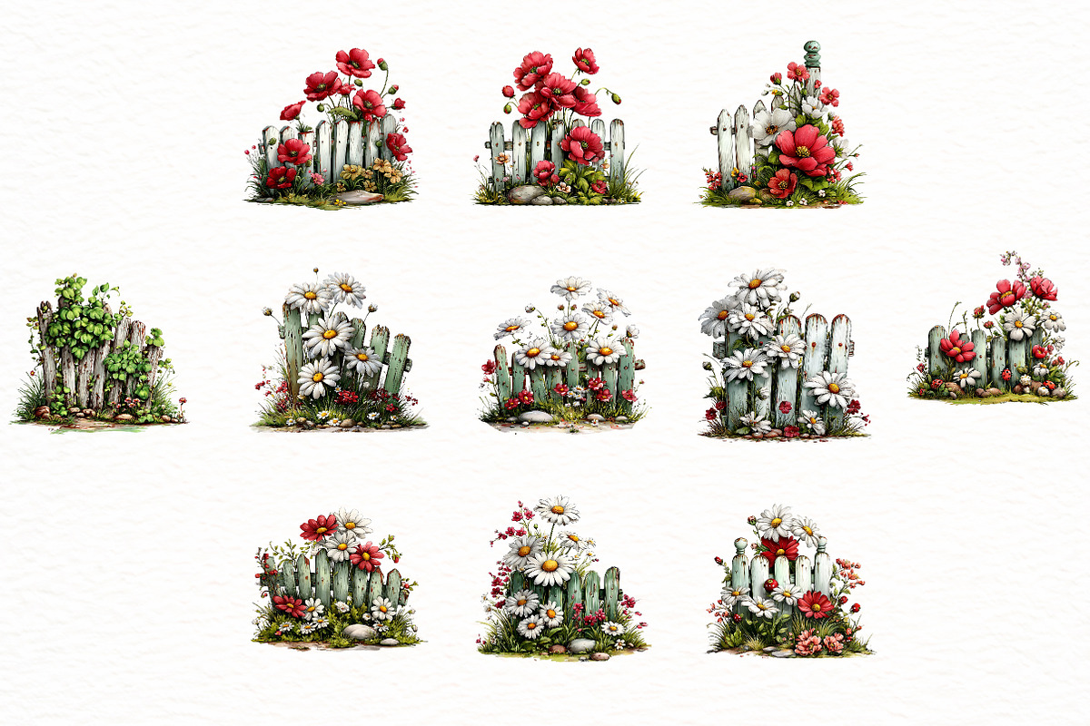 Whimsical spring fence Clipart, an Illustration by Designworld (Photo 5 of 8)