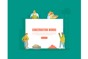 Construction Works Landing Page, an Illustration by TopVectors