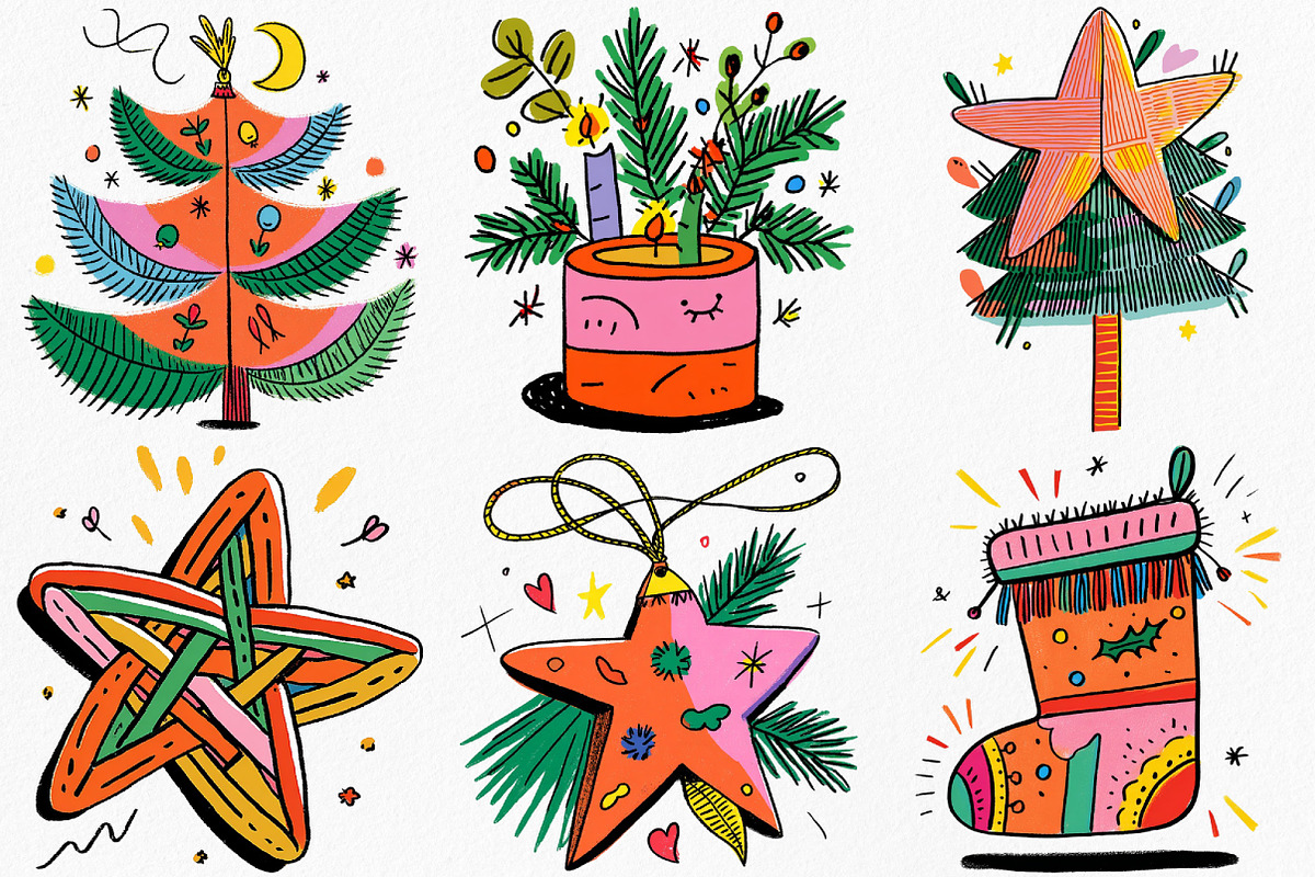 Watercolor Boho Christmas Clipart, an Illustration by Canvas Craft (Photo 3 of 8)