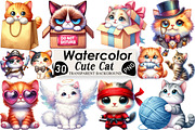 Cute Cat Clipart Bundle, an Illustration by Black Bird Studio (Thumbnail 1 of 6)
