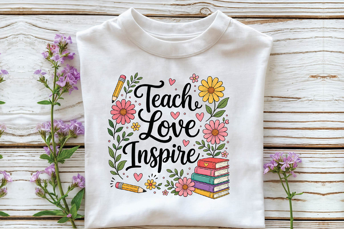 Floral Teacher Sublimation Design, a Seasonal Illustration by DreamPrint404 (Photo 2 of 6)
