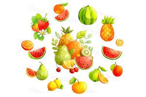 Watercolor Fruit PNG Clipart Set, a Food Illustration by Bubert Art