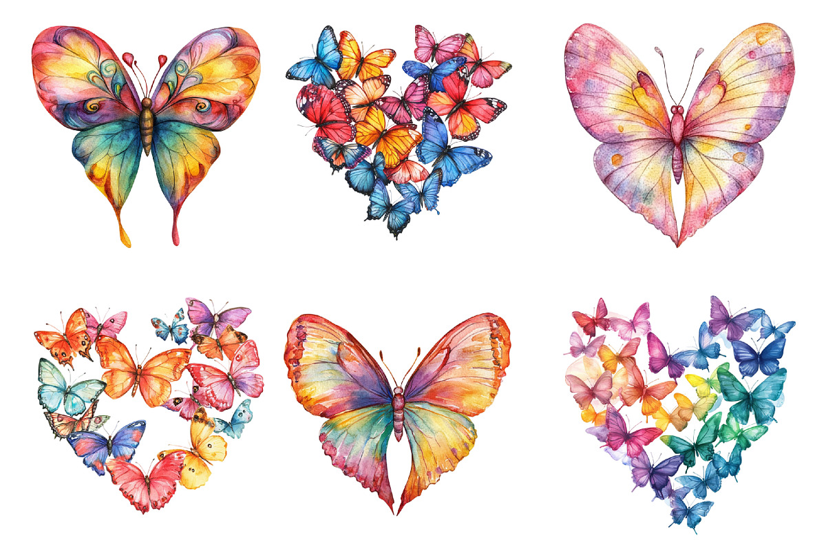 Colorful Butterfly Heart Clipart, an Illustration by SinaCreation (Photo 2 of 5)