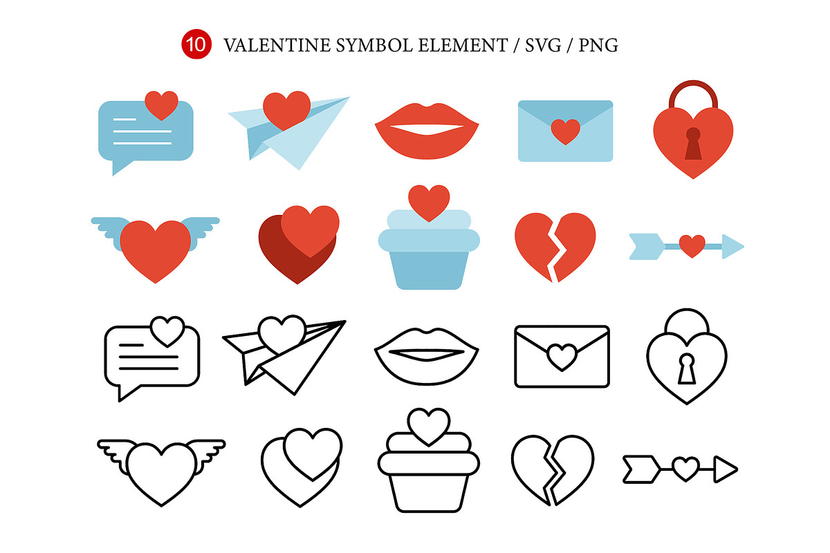 Set of Valentine Icons., a Decorative Illustration by kaisorn (Photo 1 of 3)