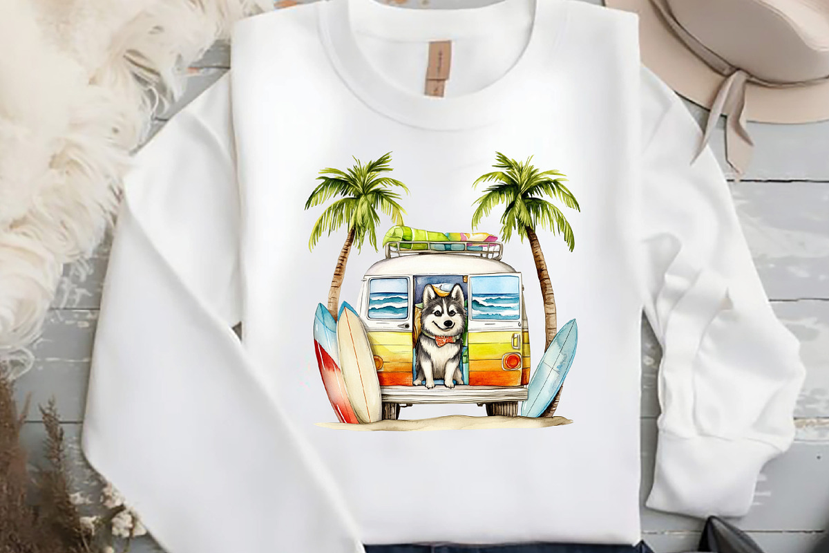 Watercolor Summer Dogs Clipart, an Illustration by DreamCafeArt (Photo 6 of 9)