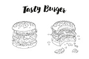 Big Burger Doodle set, a Food Illustration by WINS Doodle shop (Thumbnail 3 of 8)