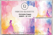 Princess Silhouette Digital Papers, a Decorative Illustration by Rivermill Printables (Thumbnail 1 of 2)
