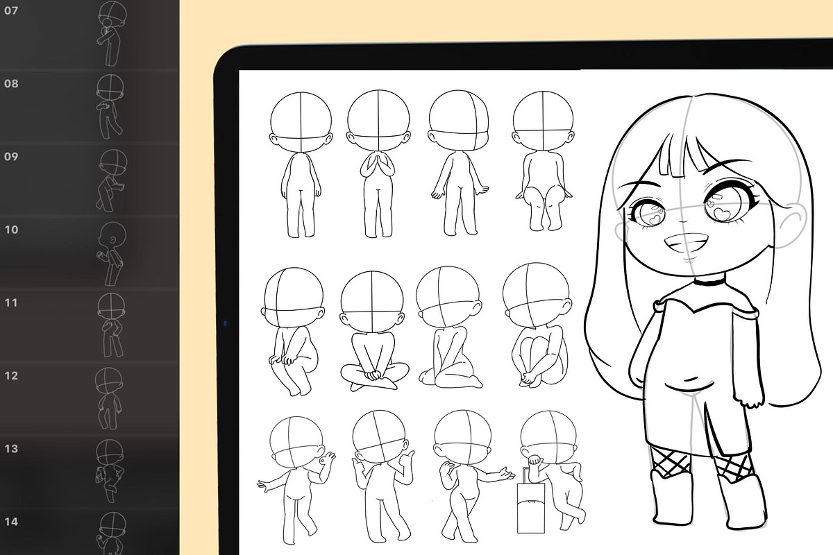 460 Procreate Chibi Stamp Brushes, a Brush Add-On by DrawingStoryShop (Photo 2 of 9)