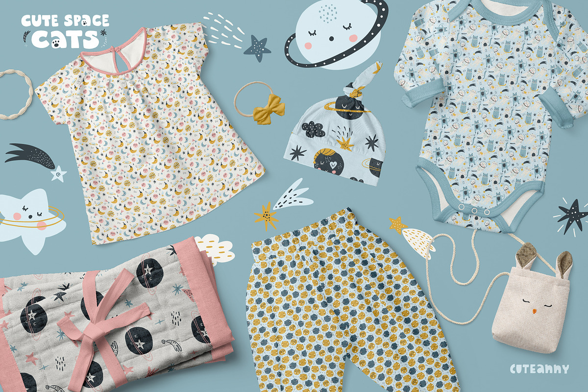 Cute space cats - graphic collection, a Pattern Graphic by Cuteanny Design (Photo 2 of 10)