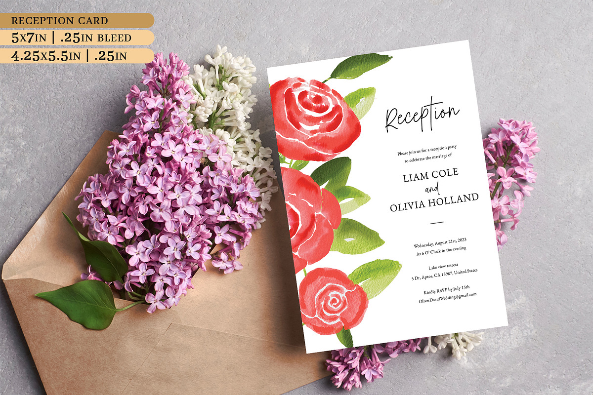 Red Rose Wedding Invitation Suite, an Invitation Template by Beyond Muse (Photo 5 of 6)
