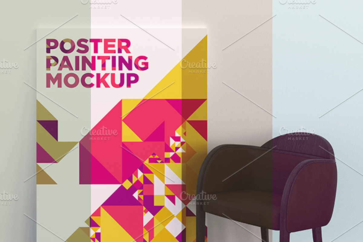 Poster Painting MockUp Pack 001, a Print Template by Traint (Photo 15 of 21)