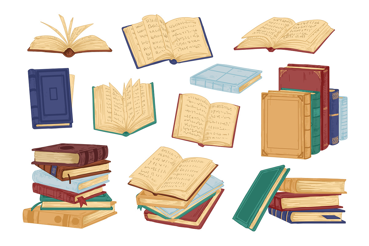 Antique hand-drawn books set, a Decorative Illustration by Good Studio (Photo 2 of 4)