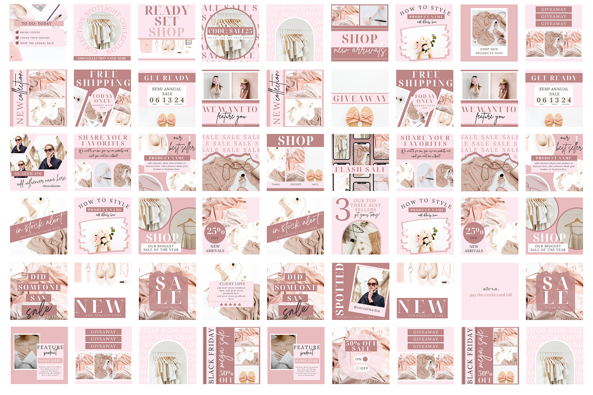 Ecommerce Pink Instagram Templates, a Social Media Template by Oh So Social Boutique (Photo 2 of 5)