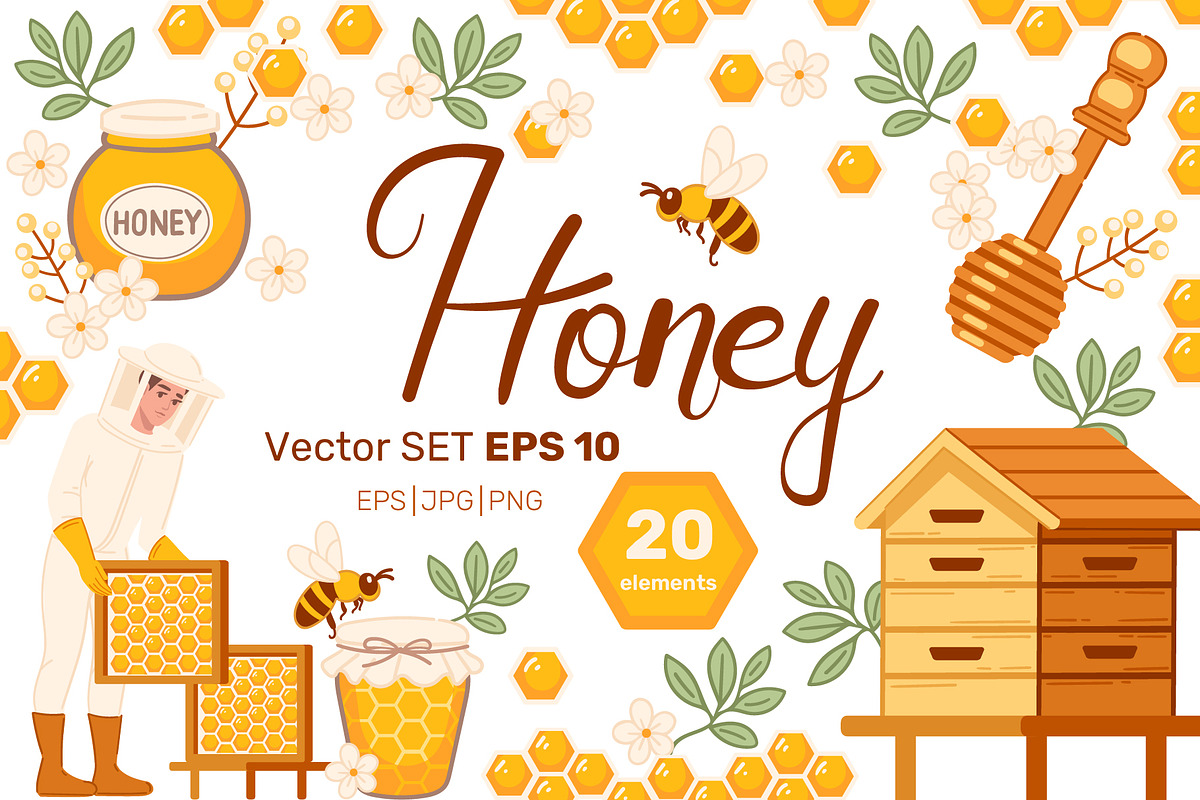 Honey vector set, a Food Illustration by Alfmaler (Photo 1 of 8)