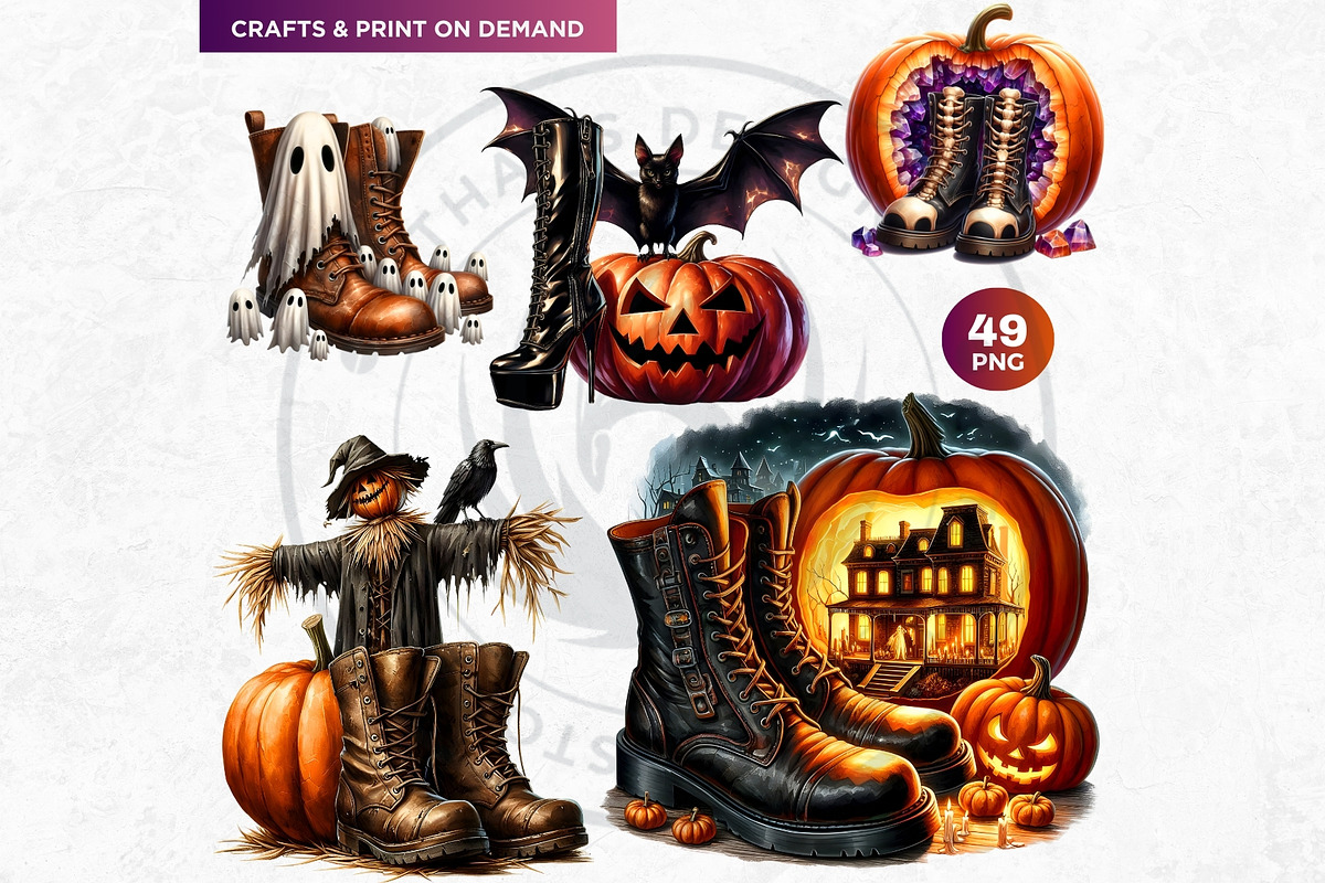 Vibrant Halloween Boots Clipart V2, an Illustration by ThatsDesignArt (Photo 8 of 10)
