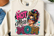 Hot Mess Mom Leopard Messy Bun Shirt, a Seasonal Illustration by Canvas Craft (Thumbnail 2 of 6)