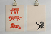Linocut Tigers Clipart Bundle, an Animal Illustration by ClayStudio (Thumbnail 4 of 6)
