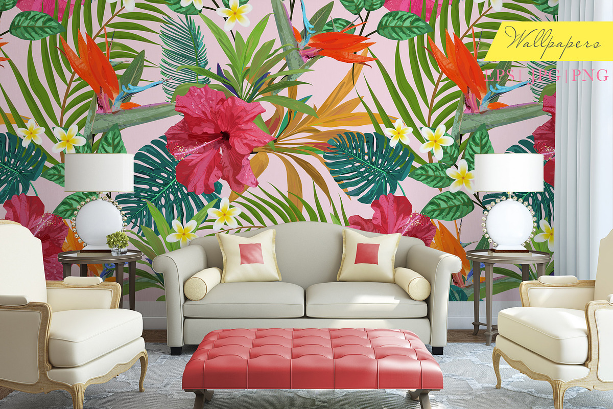 Tropical leaves and flowers, an Illustration by Julycolor (Photo 8 of 10)