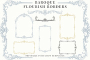 Baroque Flourish Borders, a Decorative Illustration by AW Studios (Thumbnail 1 of 12)