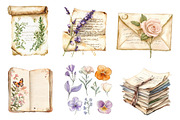 Watercolor Spring Old Paper Clipart, an Illustration by CreationArt (Thumbnail 5 of 5)
