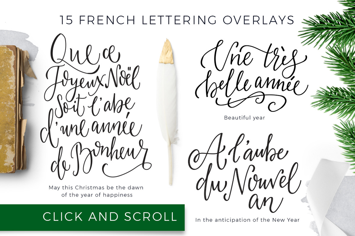 French Christmas lettering overlays, a Social Media Template by Beauty Drops (Photo 2 of 6)