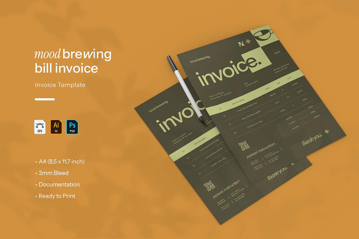 Mood Brewing Bill - Invoice, a Print Template by VUNIRA (Photo 1 of 3)