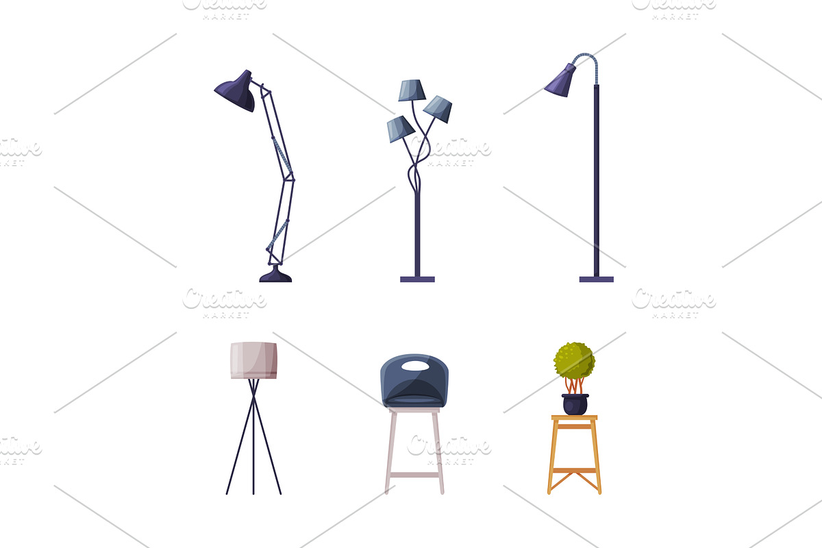 Modern Room Interior Items with, an Object Illustration by TopVectors