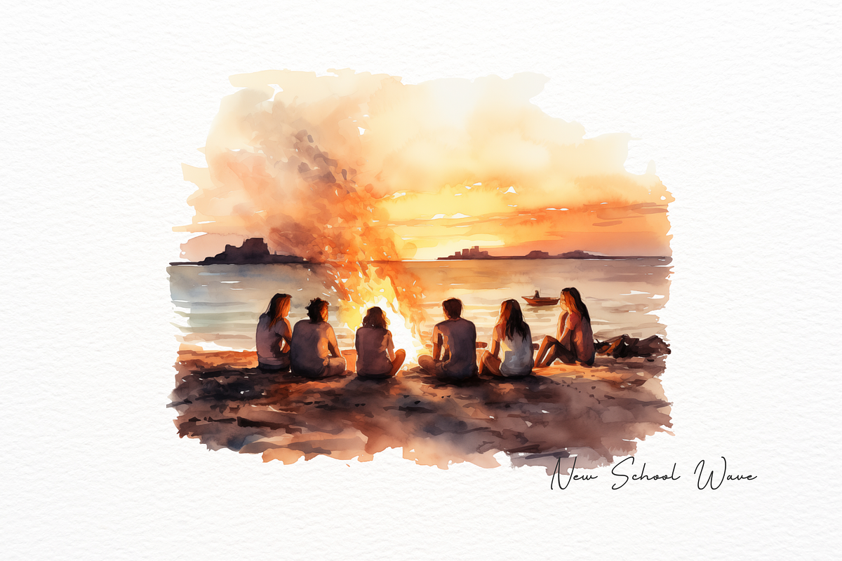 Watercolor Beach Bonfire Clipart, a Person Illustration by New-School-Wave (Photo 4 of 5)