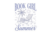 Book Girl Summer Png, a Seasonal Illustration by CraftArtStudio (Thumbnail 1 of 4)