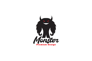 cute black monster with horn logo, a Branding & Logo Template by devastd