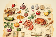 Food Scrapbook Paper, a Pattern Graphic by Printable Treasure (Thumbnail 3 of 5)