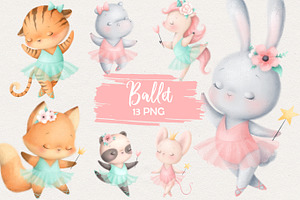 Cute Animals Ballerinas Clipart